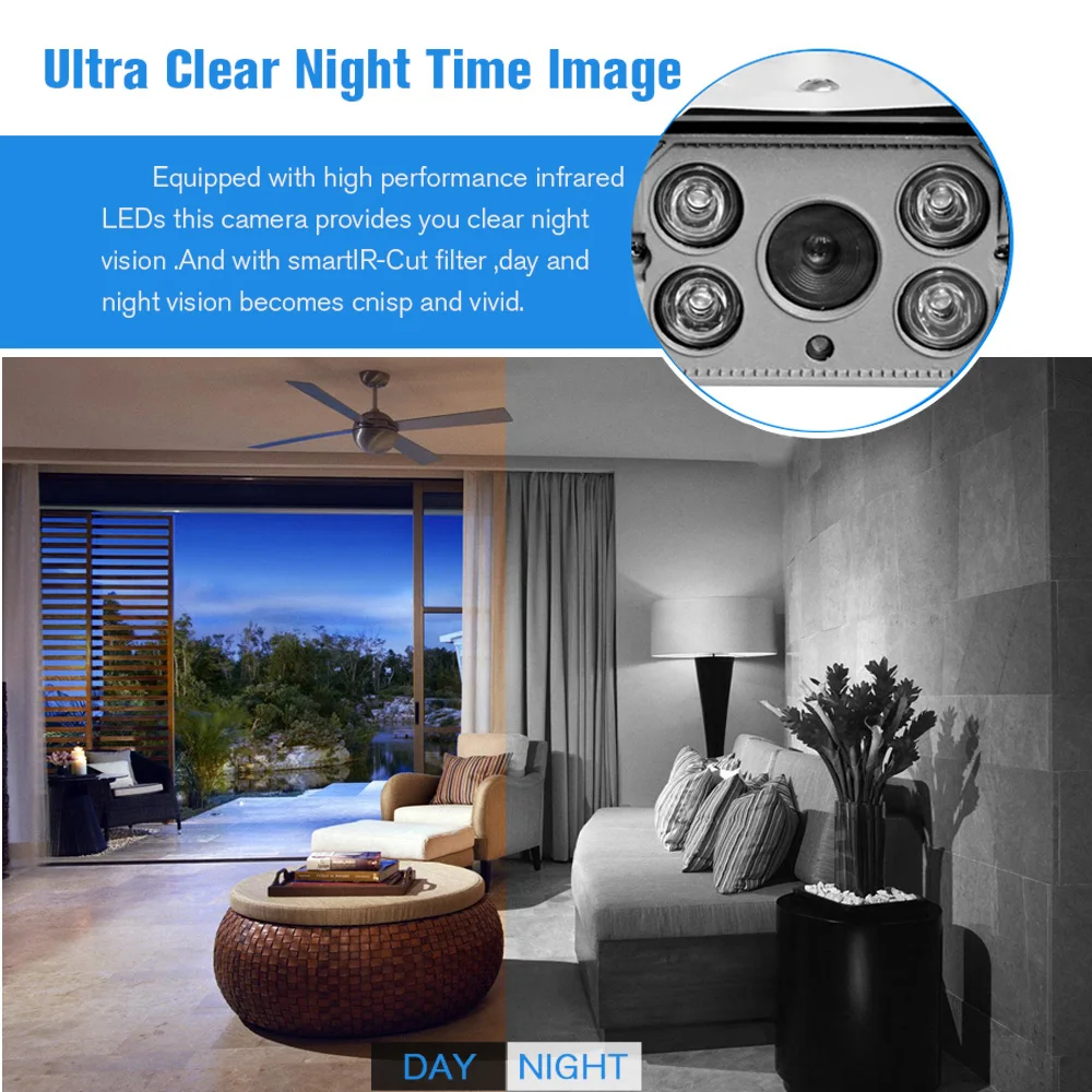 IP-камера наружная Водонепроницаемая 1920X1080 2 МП POE 4 инфракрассветодиодный ночное