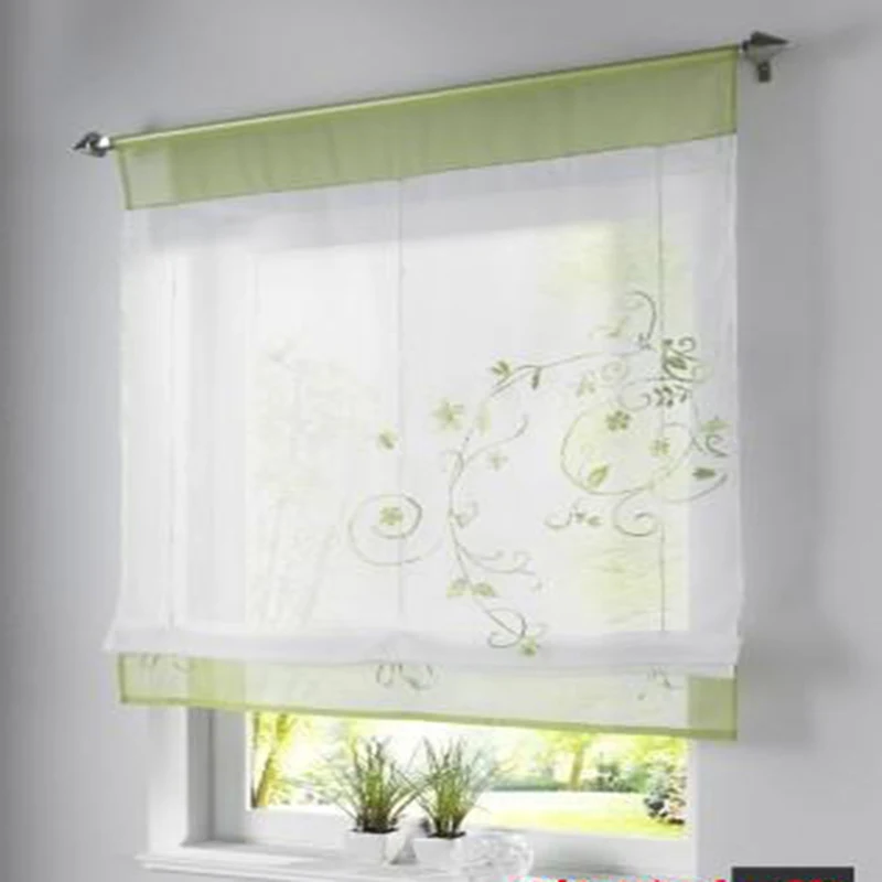 Прозрачные короткие кухонные шторы высокого качества однотонная прозрачная