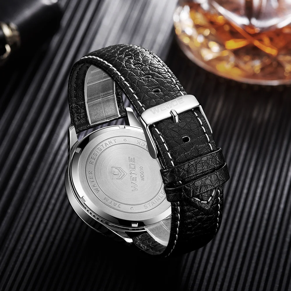 WEIDE мужской роскошный Повседневный бренд PU кожаный полосатый ремешок Аналоговый