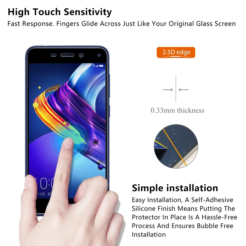 Full Cover Tempered Glass for Huawei Honor 6C Pro Screen Protector FOR V9 Play 5.2&quot Electroplated Protective Film | Мобильные