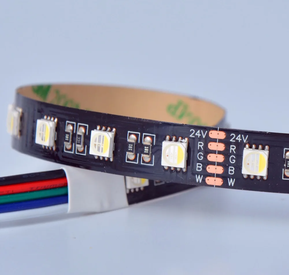 Новая 5050 SMD 4 в 1 RGBW (теплый белый) Светодиодная лента DC24V вход 5 м длину не водонепроницаемый IP33 Черный PCB|pcb