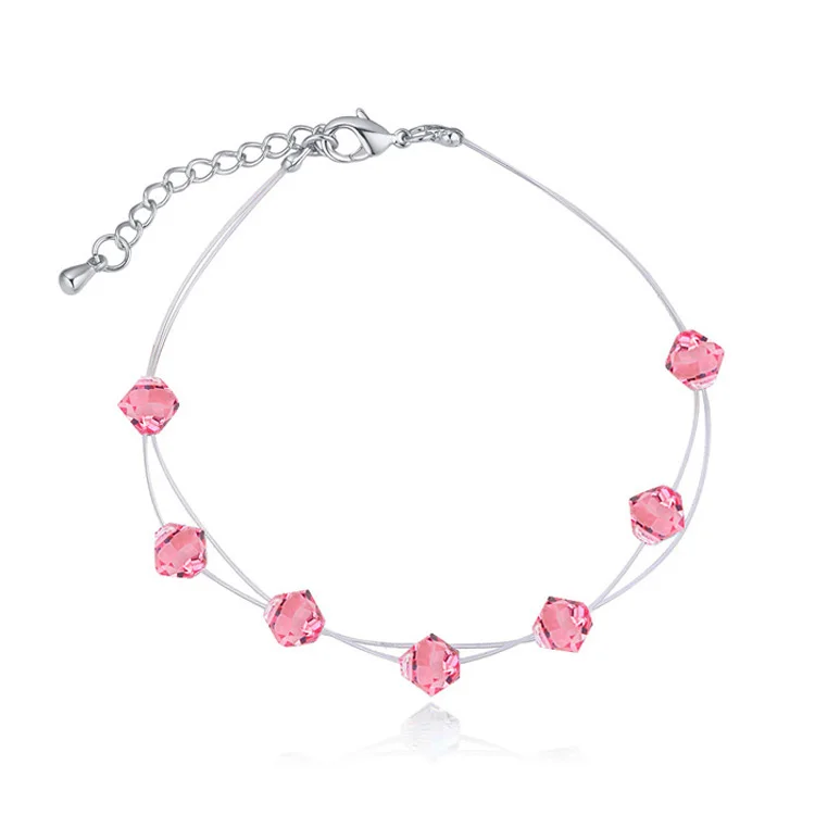 Прозрачный тонкий браслет-цепочка с кристаллами Сваровски для женщин и девушек