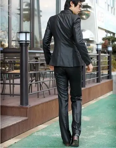 Новое Прибытие Черный Одной Кнопки 2 Шт. Мода Custume Терно Masculino Homme Высокое Качество