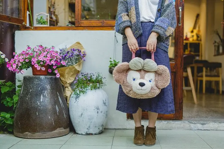 Kawaii аниме 45 см shelliemei медведь плюшевая Мягкая ручная сумка Duffy Медведь Лицо Плюшевая Сумка-тоут сумка на плечо большие плюшевые рюкзаки