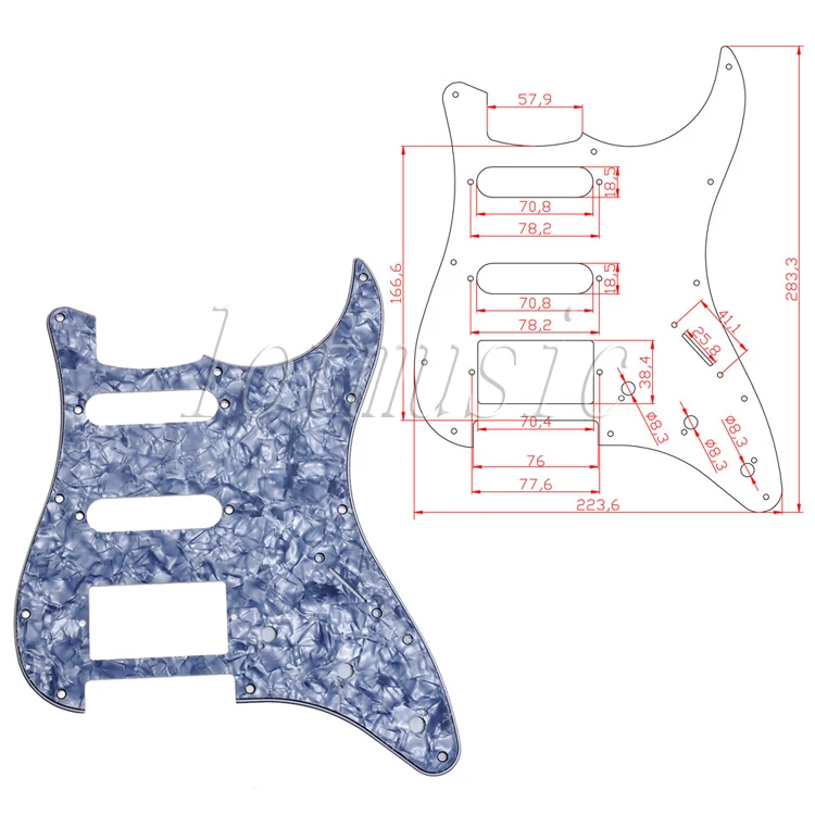 4 шт. серый жемчуг Гитара Pickguard SSH 3-слойный 11 Отверстие для электрической замены |