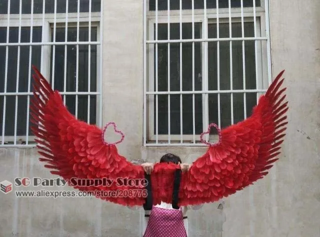 New arrival Custom Red Devil/angel Feather Wings fashion show photoshoot Halloween props Wedding decorations EMS Free shipping | Дом и сад