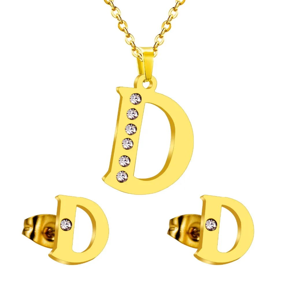 Роскошные серьги из нержавеющей стали с буквенным принтом ожерелье круглым