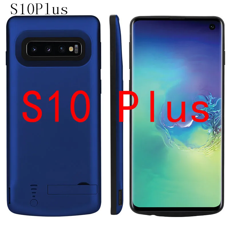 Blue( S10 Plus ) 6000 мАч чехол питания для samsung Galaxy S10 Plus S10e ударопрочный аккумулятор зарядное устройство чехол с источником питания резервного копирования usb зарядка power bank - Цвет: Blue( S10 Plus )