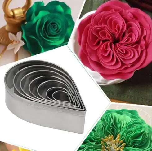 

7pcs/set Kitchen Baking Mold Fondant Party Wedding Decor Water Droplet/Rose Petal Cookie Cake Cutters Biscuit Pastry Mould Cute