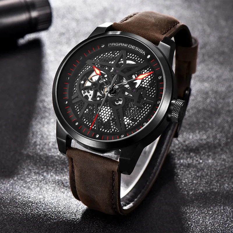 

Pagani Skeleton Tourbillon Mechanical Watch Men Automatic Classic Leather Waterproof Wrist Watches Reloj Hombre Mens Gift 2019