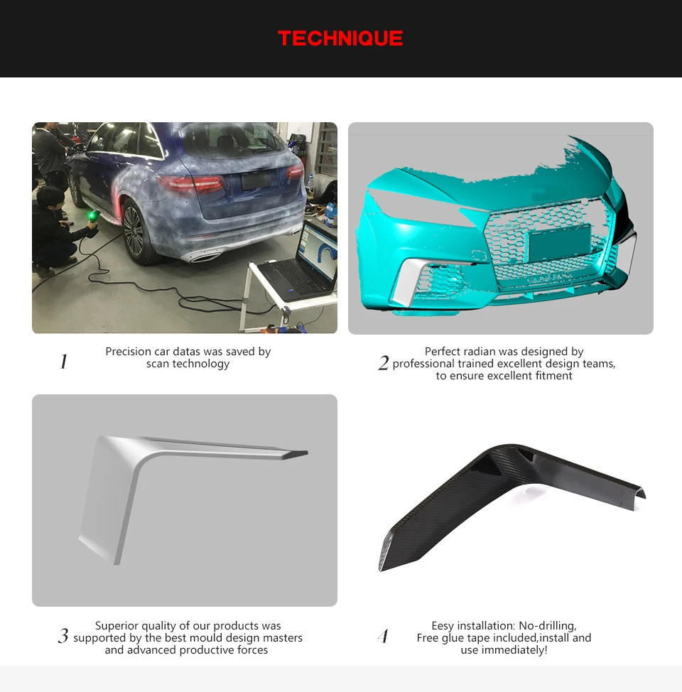 2 шт передний бампер плавники крыло вентиляционные отверстия Canards для Audi TTRS 2-двери купе углеродное волокно передний бампер плавники