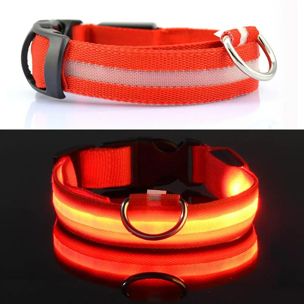 Red Usb Charging Светодиодный ошейник для собак, нейлоновый светильник, ошейник для собак, щенок, свет ночная безопасность, светящиеся товары для домашних животных, аксессуары для домашних животных - Цвет: Red Usb Charging