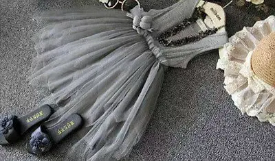 2017 платье для девочек детское винтажное серое фатиновое праздничное без рукавов