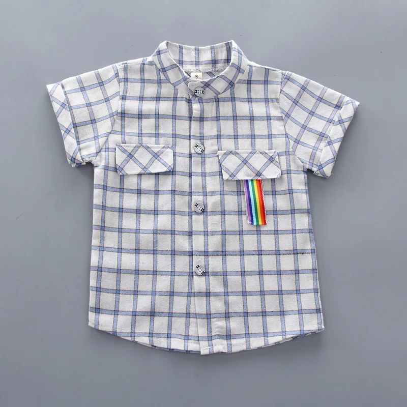 2019 summer new baby clothing set Baby boy casual plaid short-sleeved shirt + pants 2 pieces Children clothes sets |