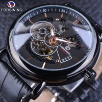 forsining 2017 transparent case self winding skeleton luxury design mens watch top brand luxury automatic black military watches