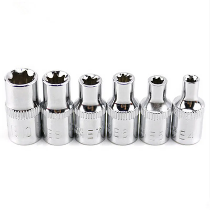 

Большая стрелка HUAFENG, 6 шт., 1/4 дюйма (6,3 мм), звездочка Torx, гнездовой разъем E, набор E4,E5, E6,E7, E8, E10