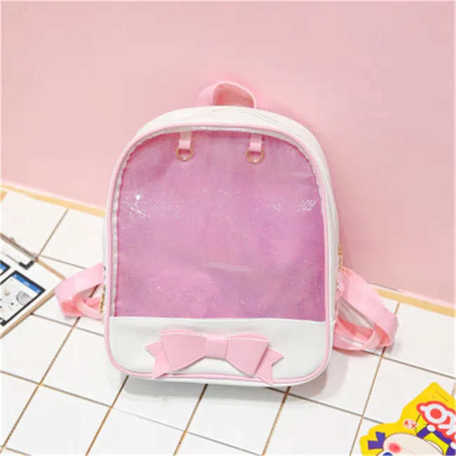 white pink Женский кожаный рюкзак, школьные сумки для девочек-подростков, розовые школьные сумки с бантом, модная женская сумка для книг, рюкзак, Mochila feminina - Цвет: white pink