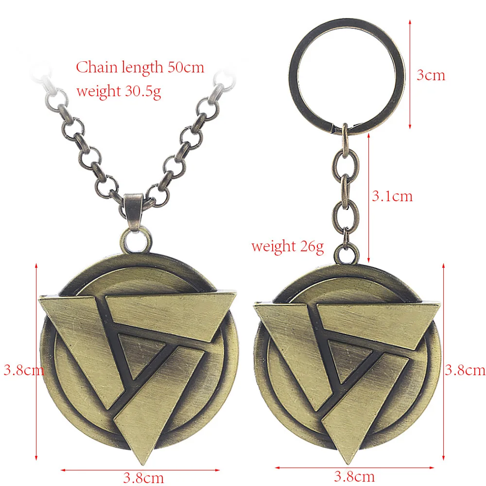 

Game Dota 2 Keychains Disc Pendant Triangle Badge Man car Vintage Keyring Jewelry Gift for Fans