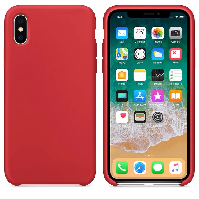 Konsmart жидкий силиконовый чехол для телефона для Apple iPhone X XR XS Max 6 6s 7 8 Plus противоударный мягкий ТПУ простой чехол - Цвет: Красный