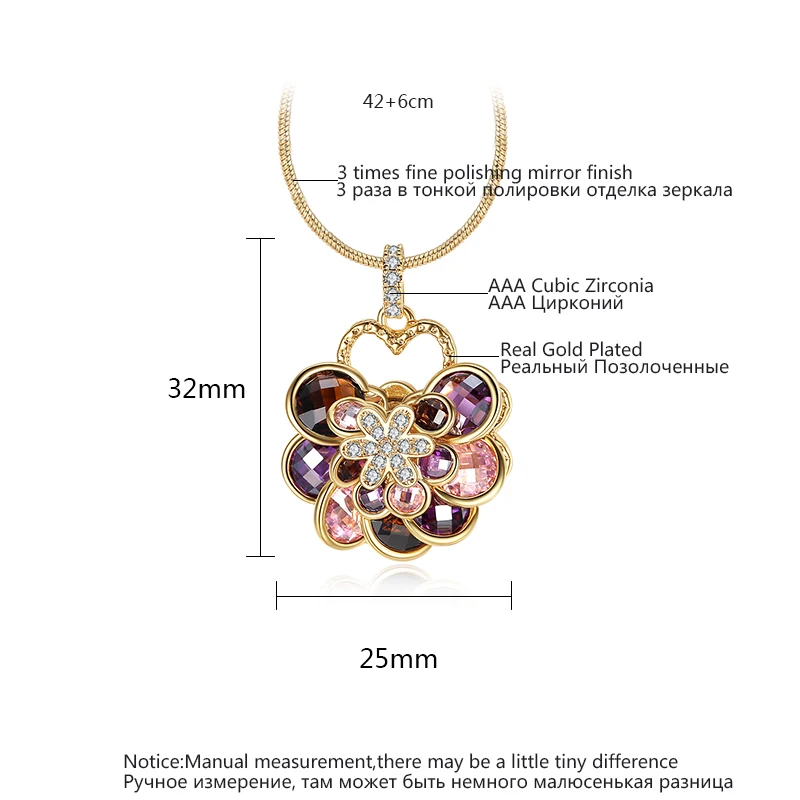 Роскошное цветное циркониевое ожерелье LUOTEEMI с цветком женская подвеска цвета