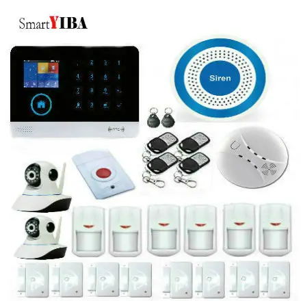 

SmartYIBA Wireless Home Security WIFI 3G WCDMA GPRS Alarm system APP Remote Control Video IP Camera Smoke Fire Sensor DIY Kit