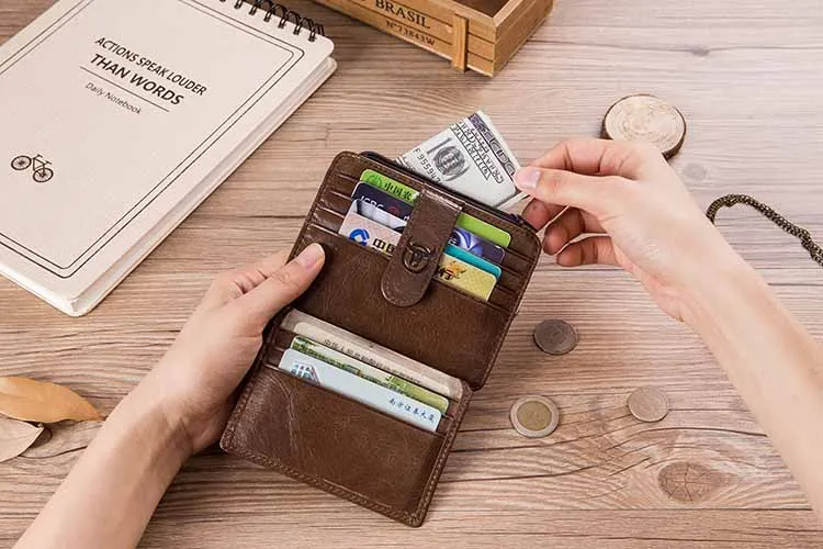 Кошелек BULLCAPTAIN RFID из натуральной кожи, держатель для карт и удостоверений личности, блокирующий держатель для карт на молнии, кредитный бумажник для карт, мини тонкий мужской бизнес