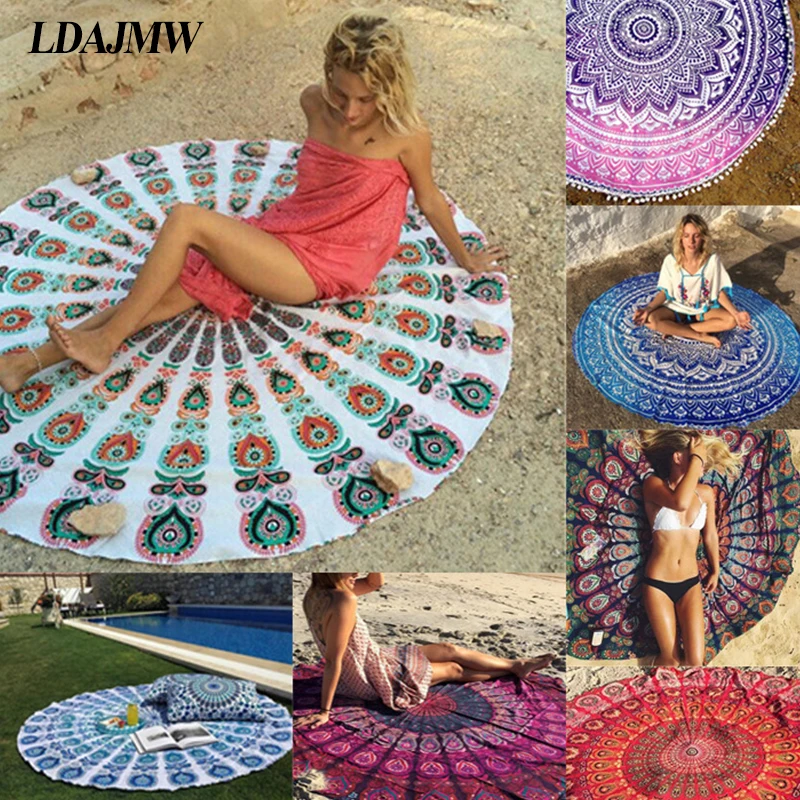 LDAJMW Брендовое пляжное полотенце пляжный коврик шарф шаль Круглый полиэстер