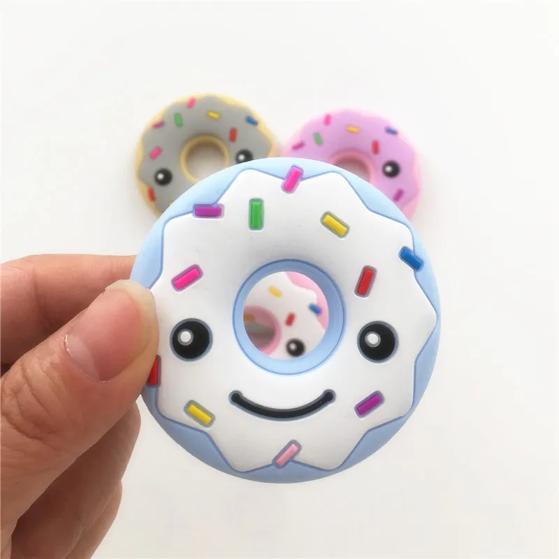 Chenkai 10PCS BPA Free Silicone Donut Teether DIY Baby Shower Pacifier Dummy Pendant Nursing Jewelry Crafts Toy Accessories