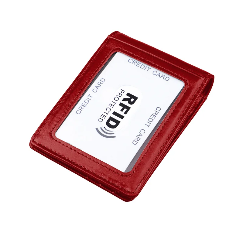 Мужской тонкий кошелек из натуральной кожи с RFID защитой|Зажимы для денег| |