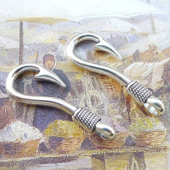 

20pcs Charm fish Hook pendant 12*36mm 3.2gAntique silver Handmade Jewelry Making DIY Supplies European Alloy accessories Hot
