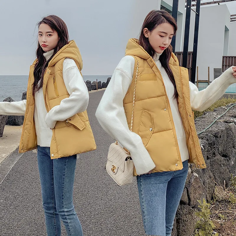 Новые зимние Пуховые Жилеты женские короткие пальто джокер хан издание