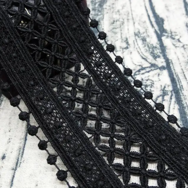 15 ярдов 8 см Водорастворимая молочная шелковая кружевная отделка черная белая