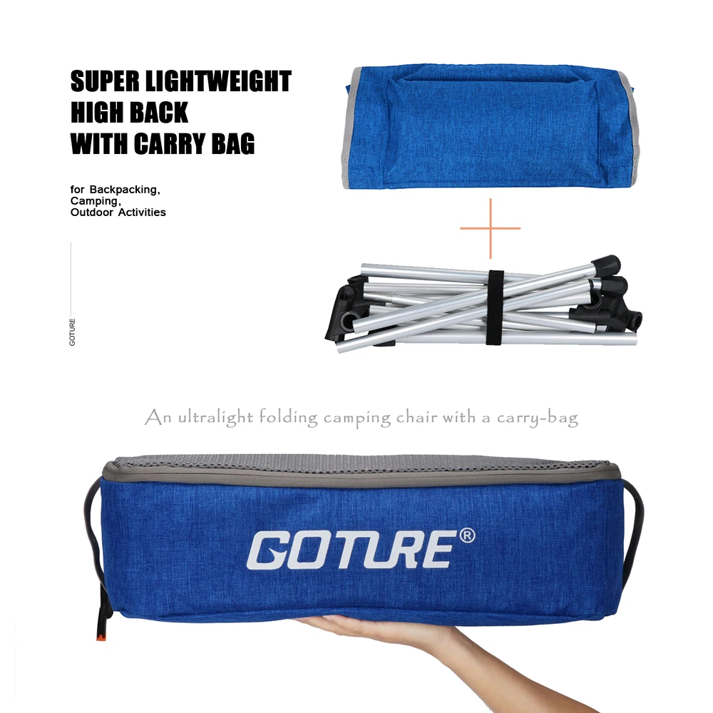 Goture Blue Red Black Color Folding Chair Max Load 150kg Light Weight 1.64kg Fishing Camping | Спорт и развлечения