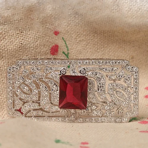 RUBY LUOTEEMI, Новое поступление, брошь, полная кубического циркония ААА, роскошная свадебная брошь Yiwu Teemi, ювелирное изделие, Прямая с фабрики - Окраска металла: RUBY