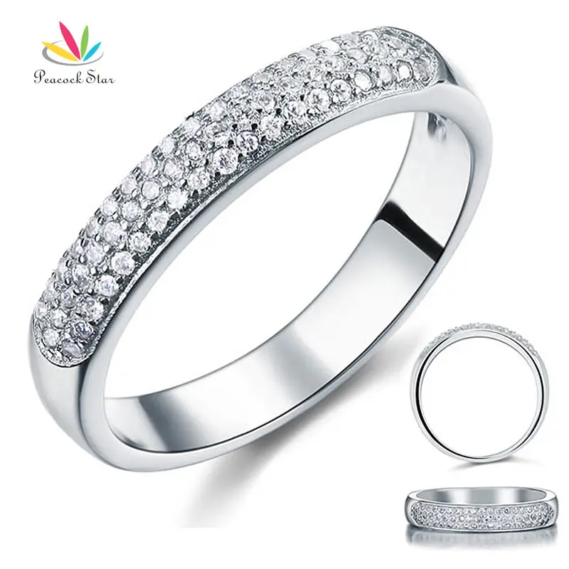 Павлин Звезда круглой огранки микро установка Твердые 925 пробы Серебряное