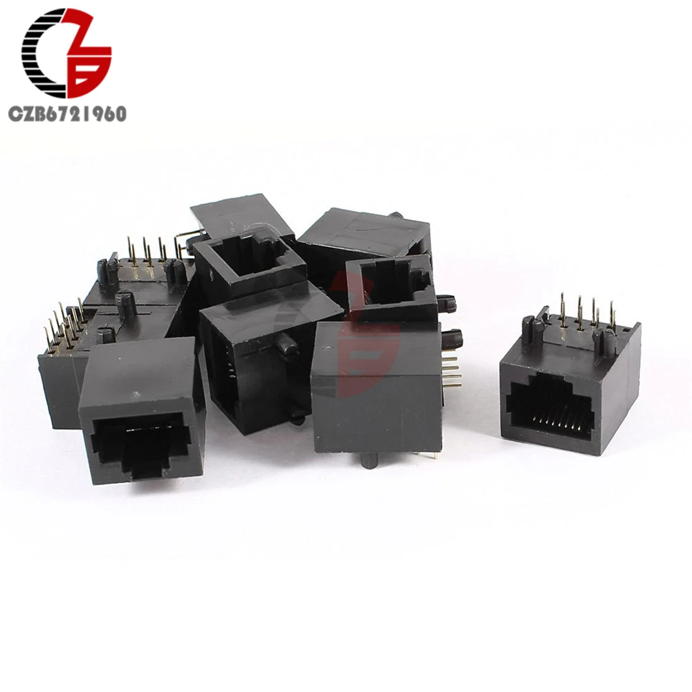 10 шт. черный RJ45 8P8C Jack модули PCB крепление сети Интернет разъемы