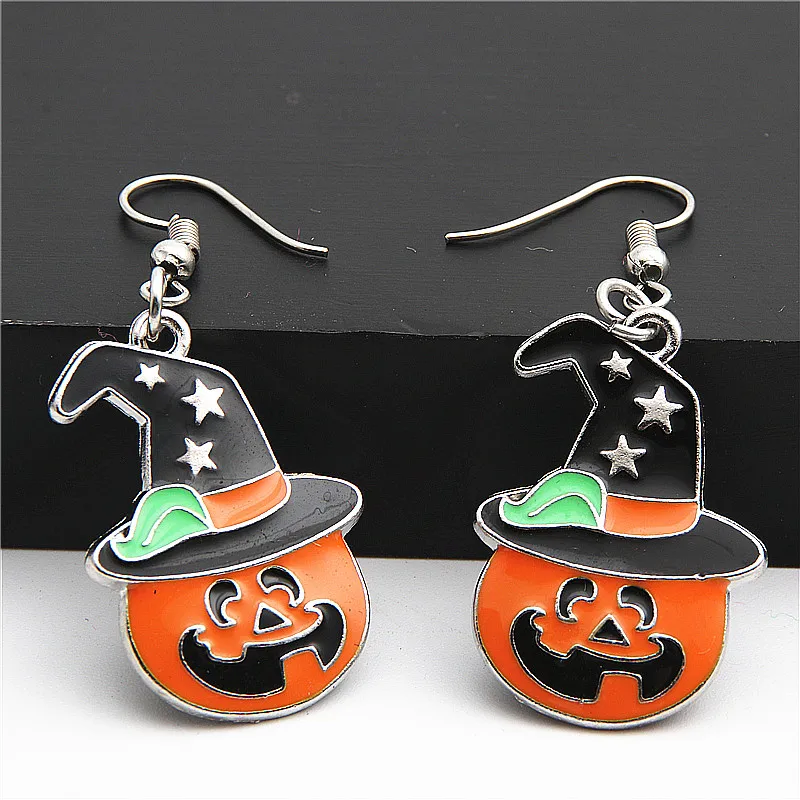 1 пара серьги в виде тыквы с шляпой ведьмы для женщин эмалированные