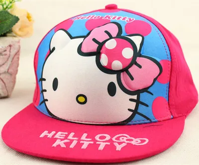 Хлопок мультфильм hello kitty детские шапки спортивные бейсболки Регулируемый головной убор Прямая поставка - Цвет: Rose red and Blue
