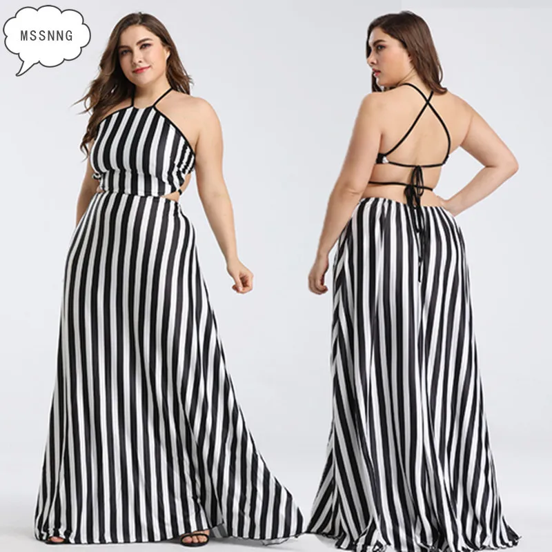 MSSNNG Лето 2019 Новинка сексуальное модное женское платье с лямкой на шее в полоску