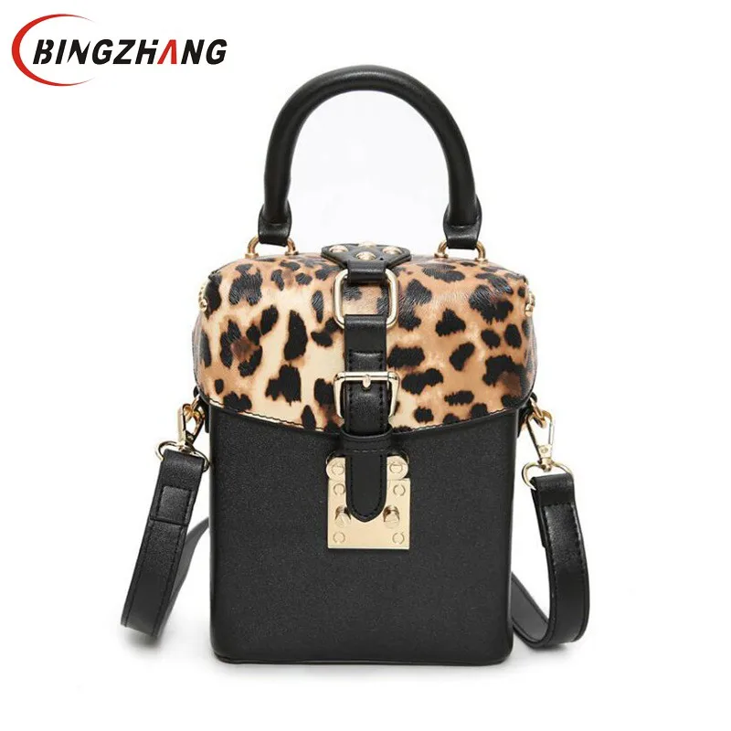 Новинка 2020 маленькая коробка с леопардовым принтом посылка заклепками женская