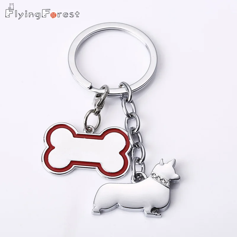Новинка 2019 милые брелки Corgi с подвеской в виде собаки животного и кости женские