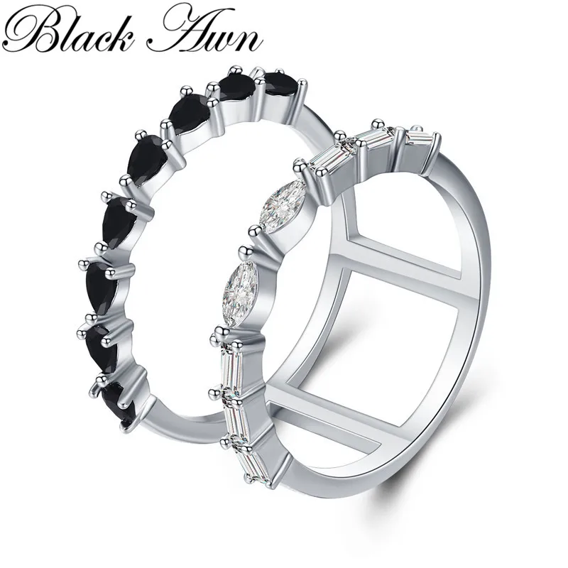 Женское кольцо из серебра 2019 пробы с черной шпинелью | Украшения и аксессуары