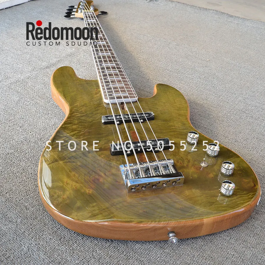 Фабричный изготовленный на заказ 5 струн басов с пепельным глазом тополя Топ 2