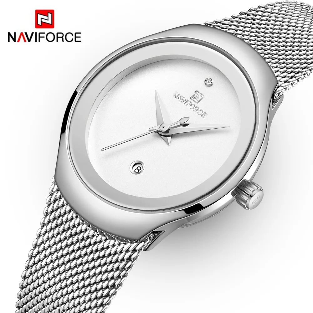 Часы наручные NAVIFORCE женские кварцевые модные повседневные водонепроницаемые из