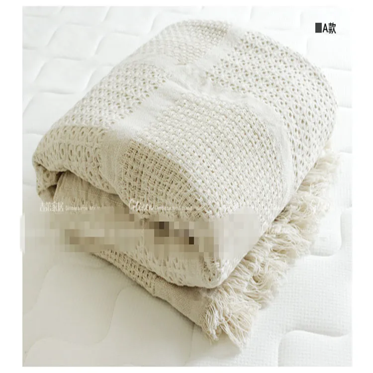 Одеяло в скандинавском стиле с хлопковой нитью утолщенное Тканое покрывало для