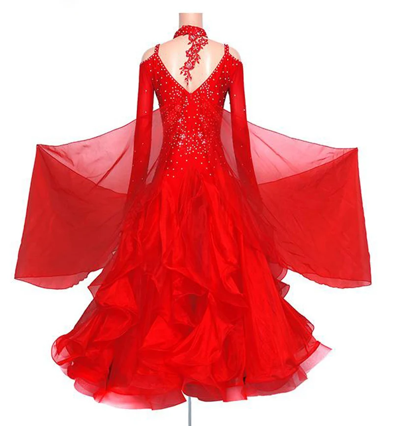 Женские платья для Бальных соревнований Женский костюм с длинным рукавом вальса