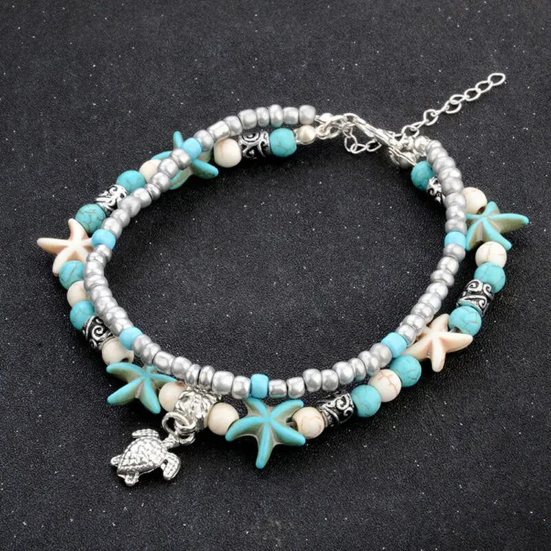

1pc Sea Starfish Turtle Boho Anklet Beads Ankle Bracelet Sandal Beach Bracelet