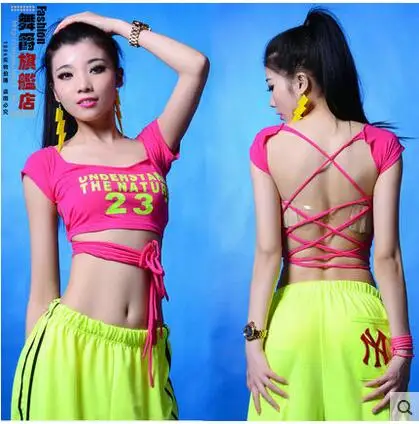 Женский костюм для танцев короткий топ в стиле хип хоп с вырезами|t-shirt fashion|t-shirt