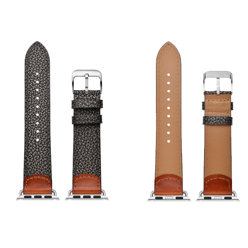 Ремешок из натуральной кожи для apple watch band 44 мм 40 42 38 браслет с узором под камень