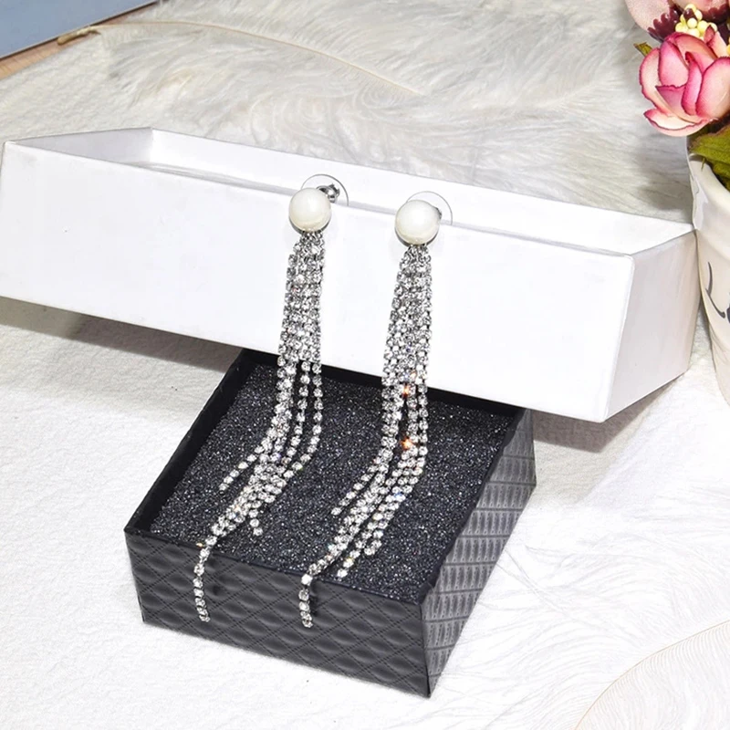 2020 длинные серьги с имитацией жемчуга подвеска кисточкой и кристаллами Серьги